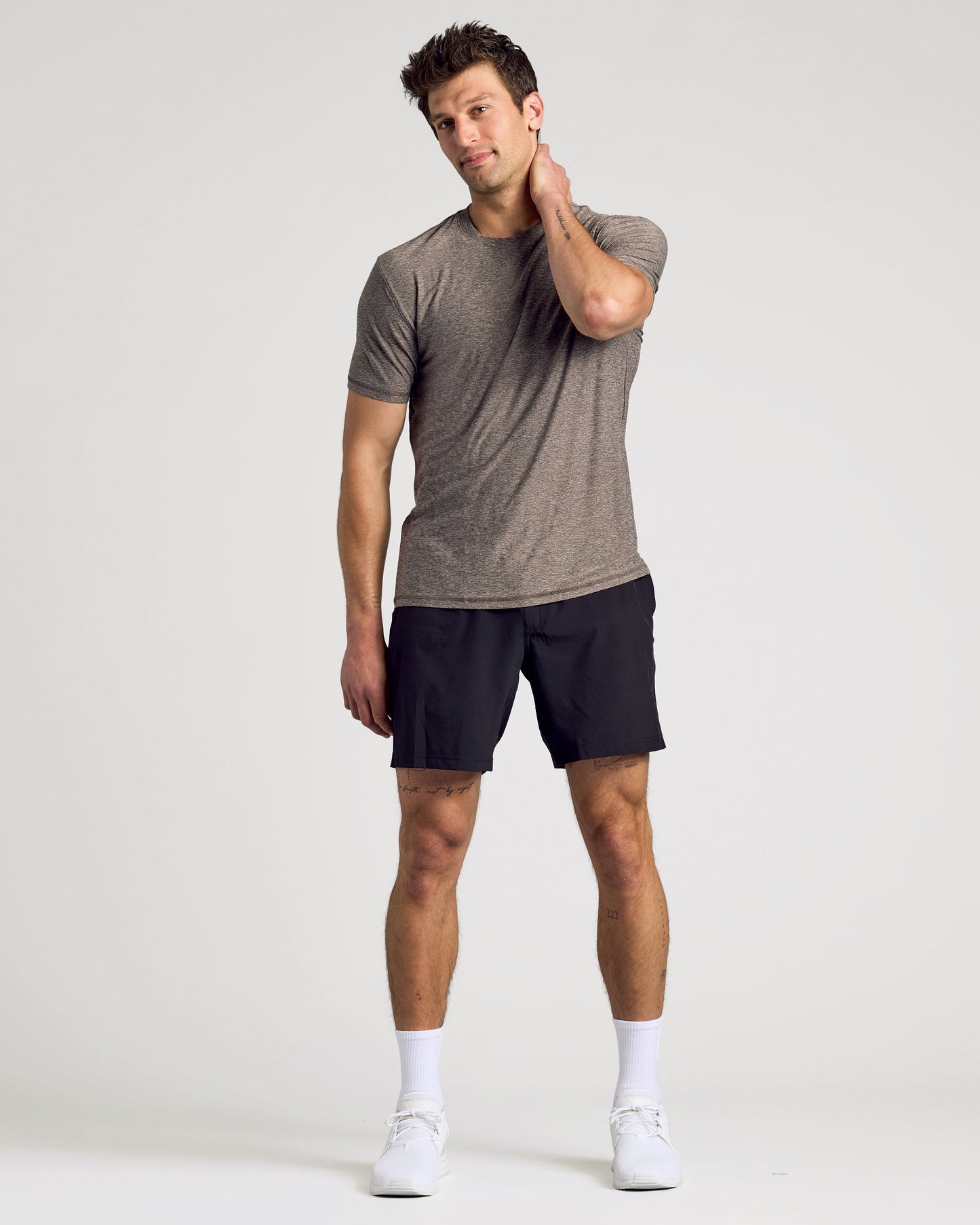 Heather Cocoa Active Crew Neck Tee