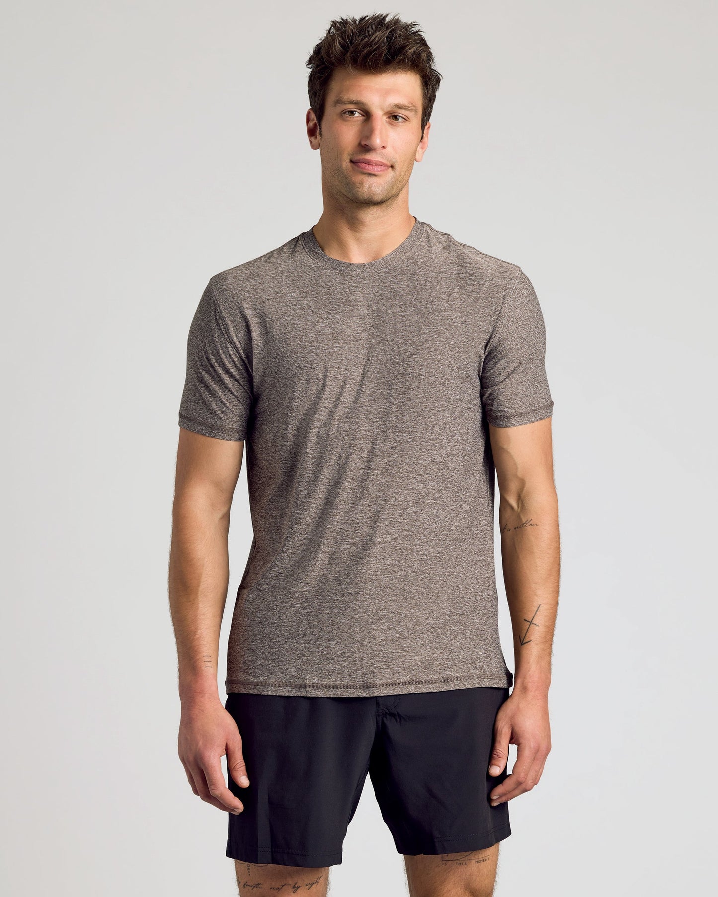 Heather Cocoa Active Crew Neck Tee