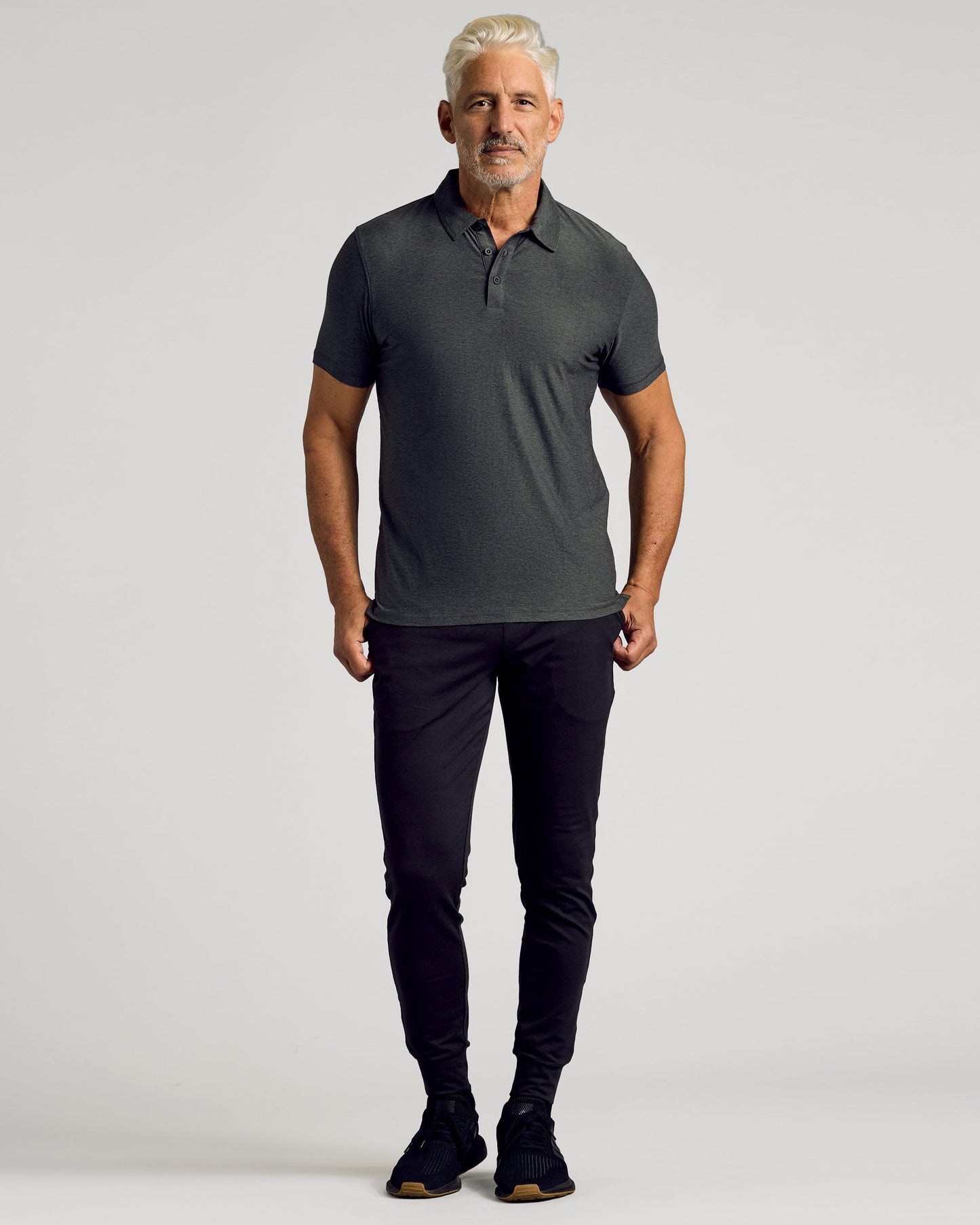 Charcoal Heather Gray Active Short Sleeve Polo
