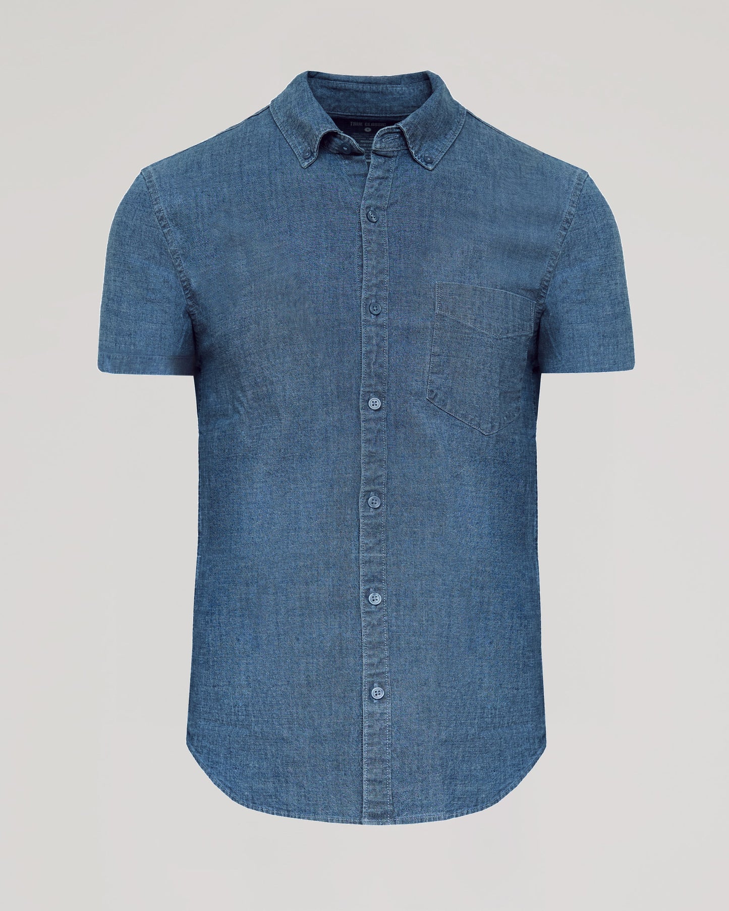 Light Indigo Wash Short Sleeve Stretch Chambray Shirt