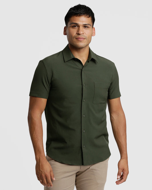 Olive Short Sleeve Ripstop Commuter Shirt