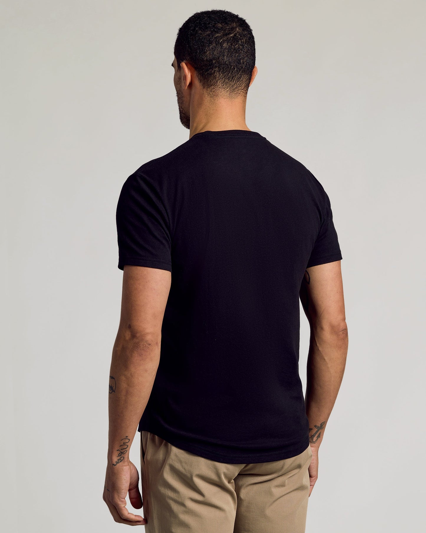 Black Curved Hem Classic Crew Neck