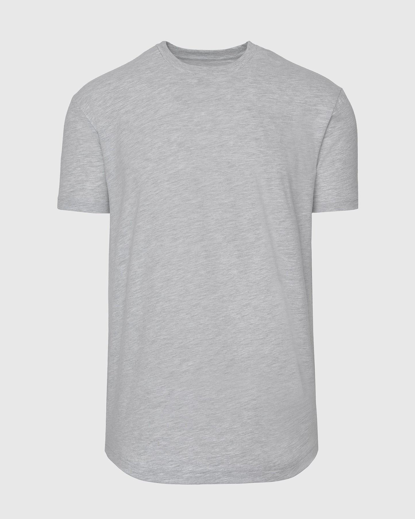 Heather Gray Curved Hem Classic Crew Neck