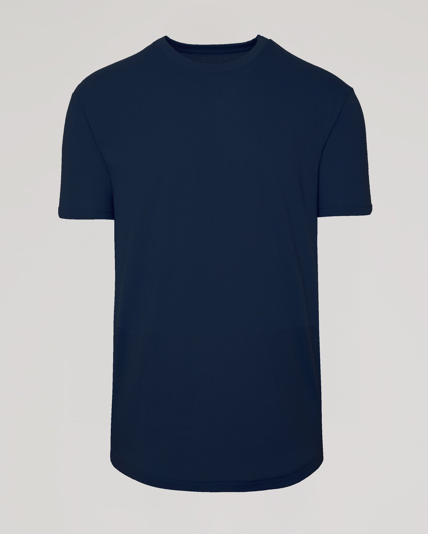 Navy Curved Hem Classic Crew Neck