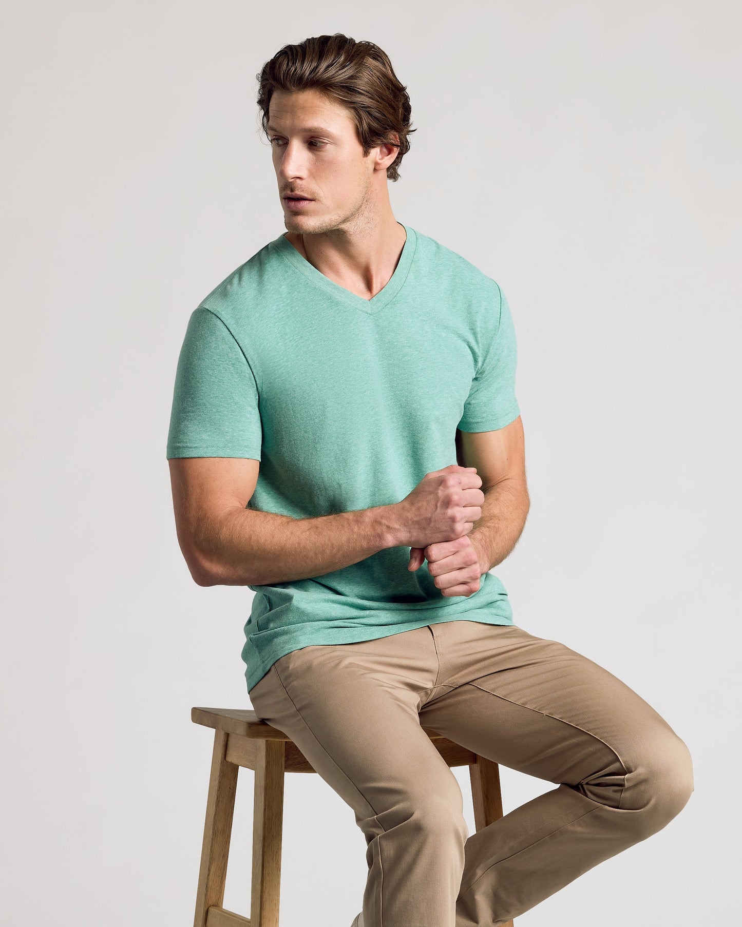Light Heather Greenery Classic V-Neck