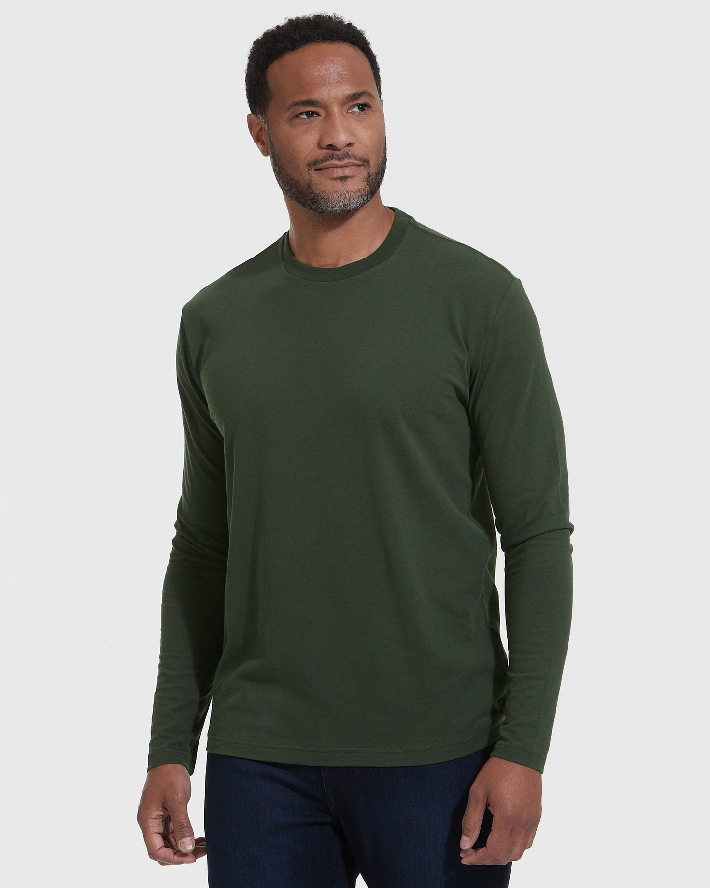 Dark Olive Classic Long Sleeve Crew Neck