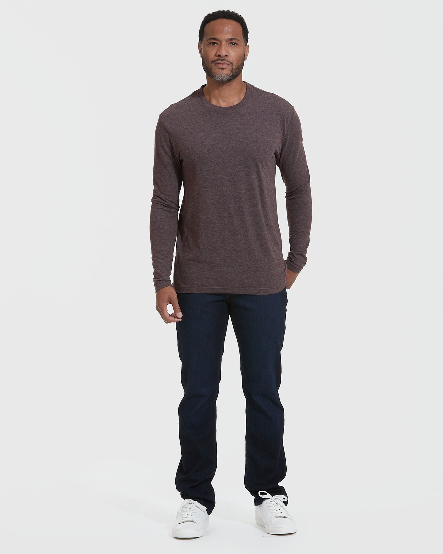 Heather Dark Oak Classic Long Sleeve Crew Neck