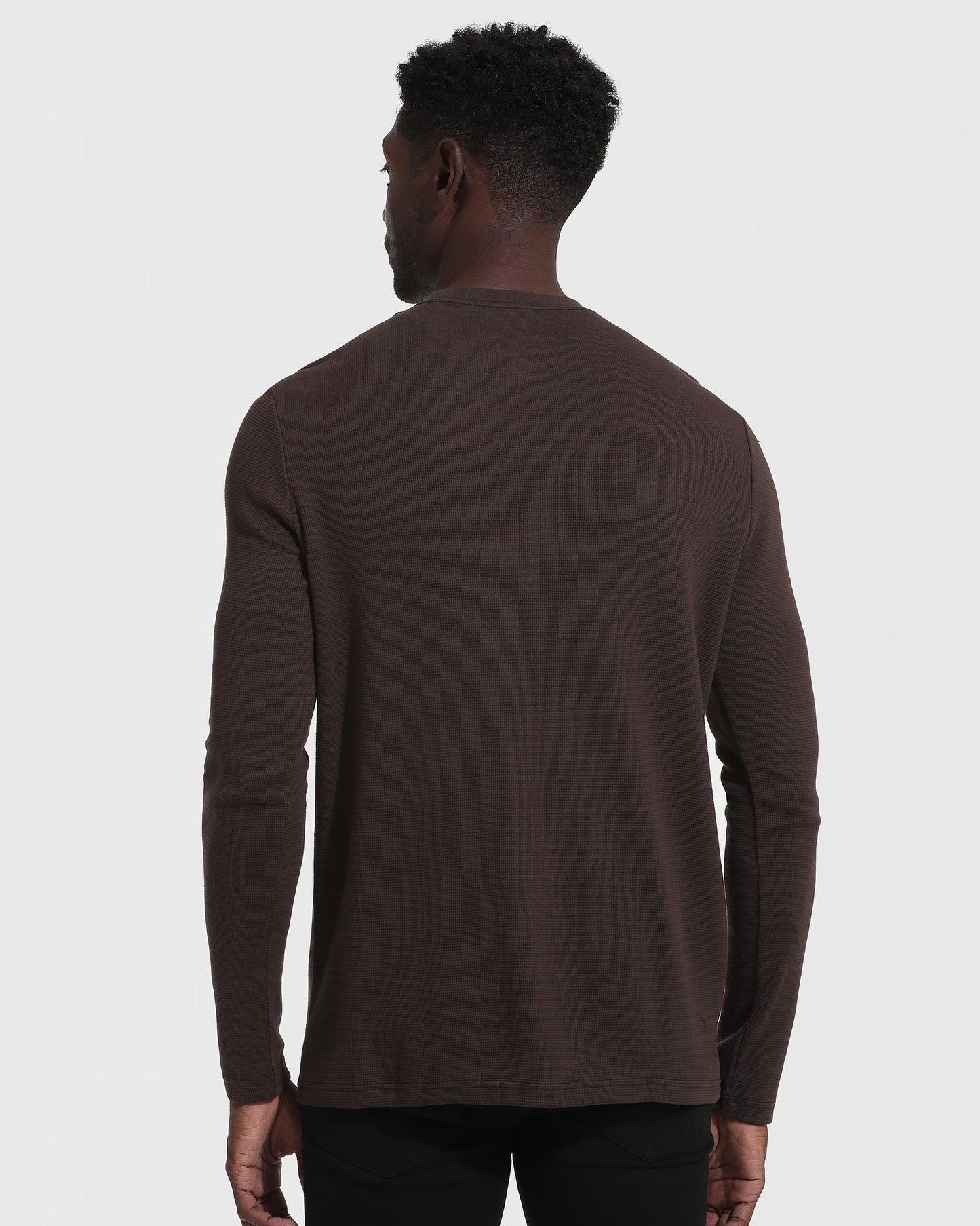 Dark Oak Waffle Long Sleeve Crew Neck
