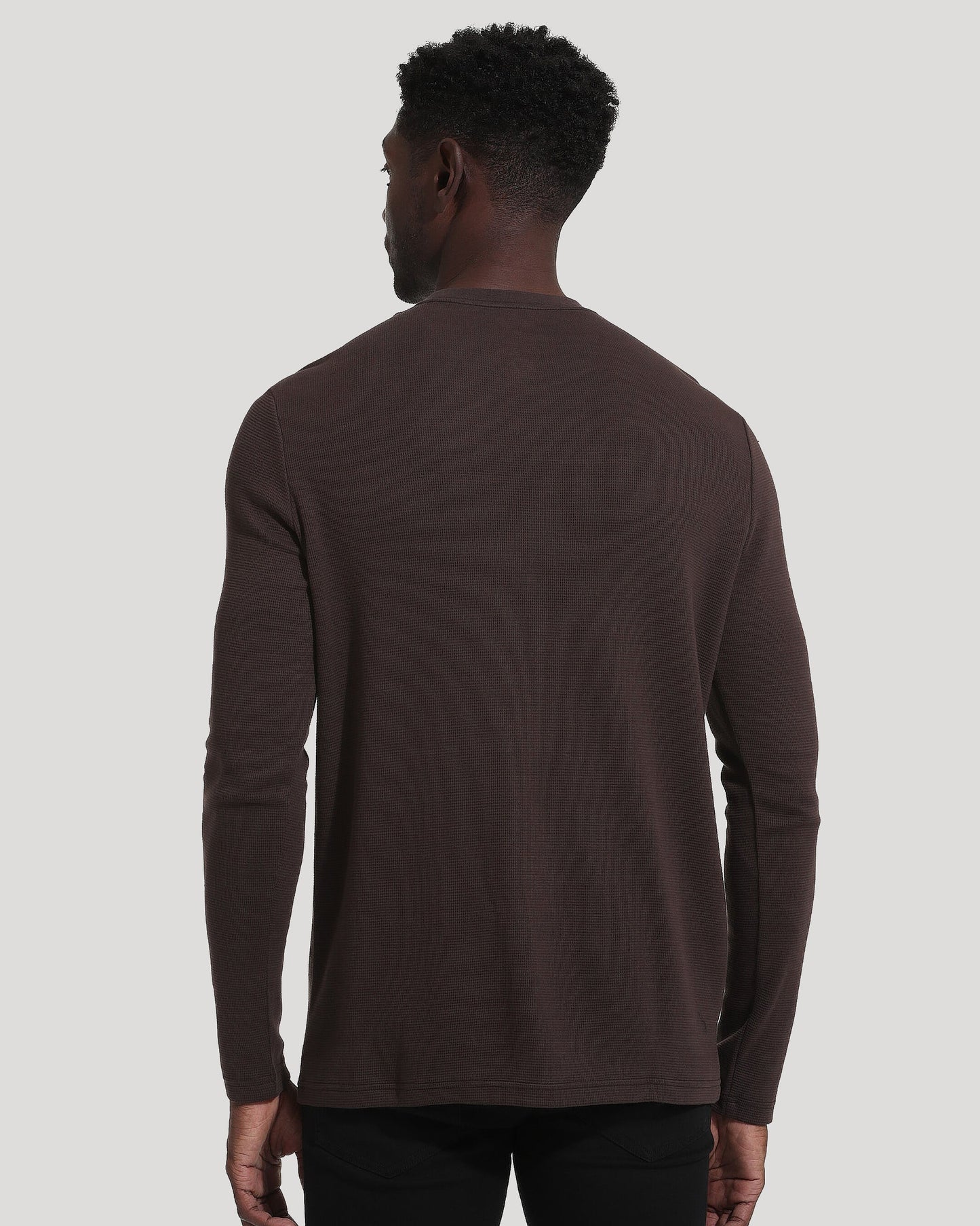 Dark Oak Waffle Long Sleeve Crew Neck