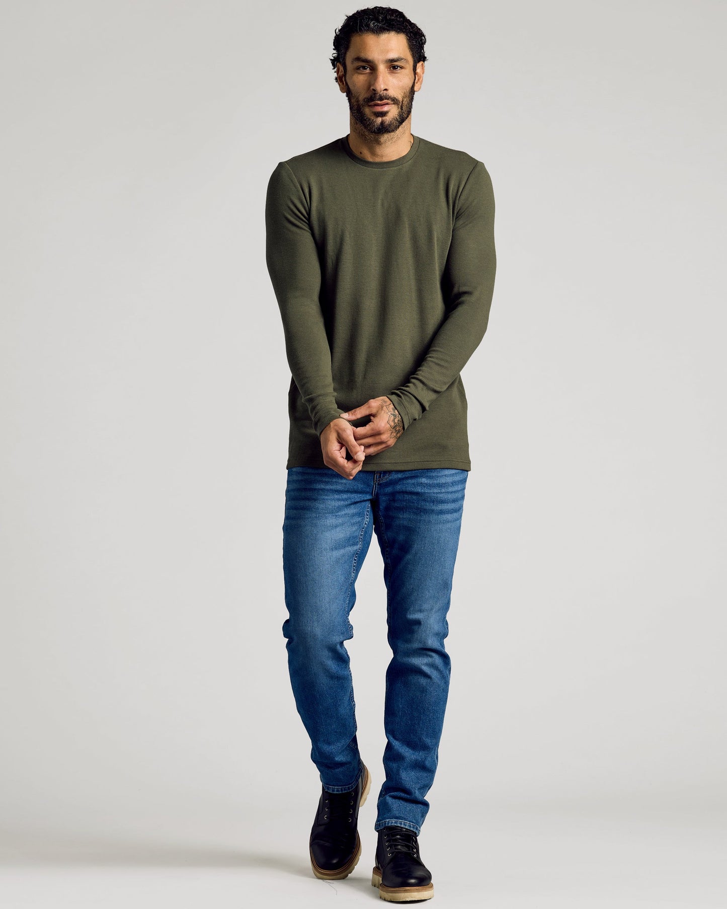 Kelp Waffle Long Sleeve Crew Neck