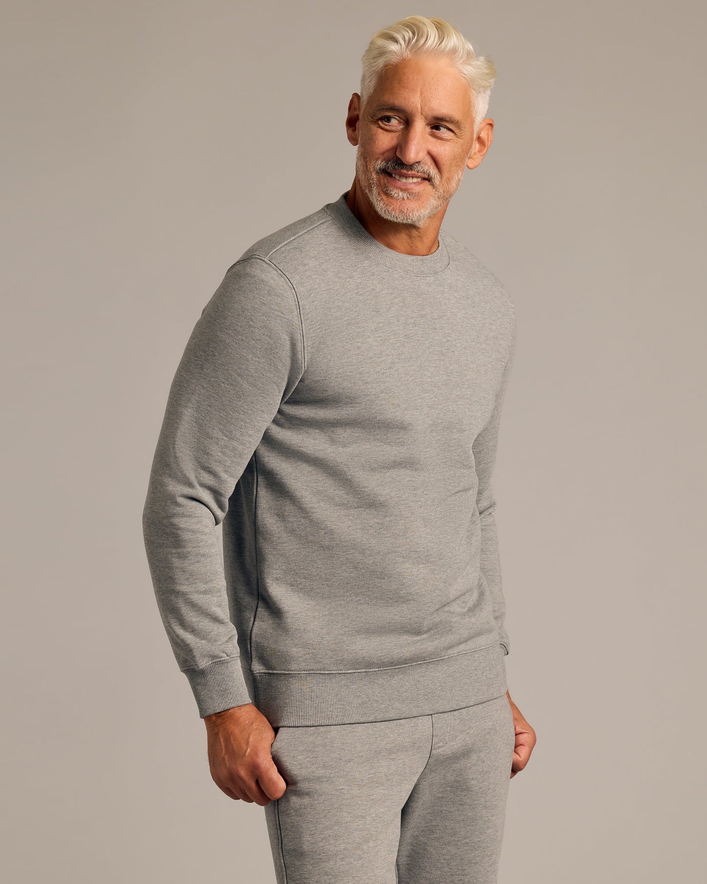 Dark Heather Gray Fleece French Terry Pullover Crew Neck