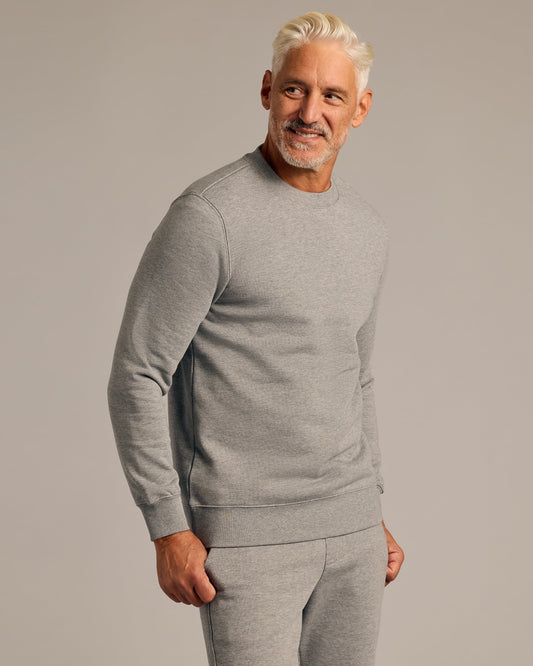 Dark Heather Gray Fleece French Terry Pullover Crew Neck