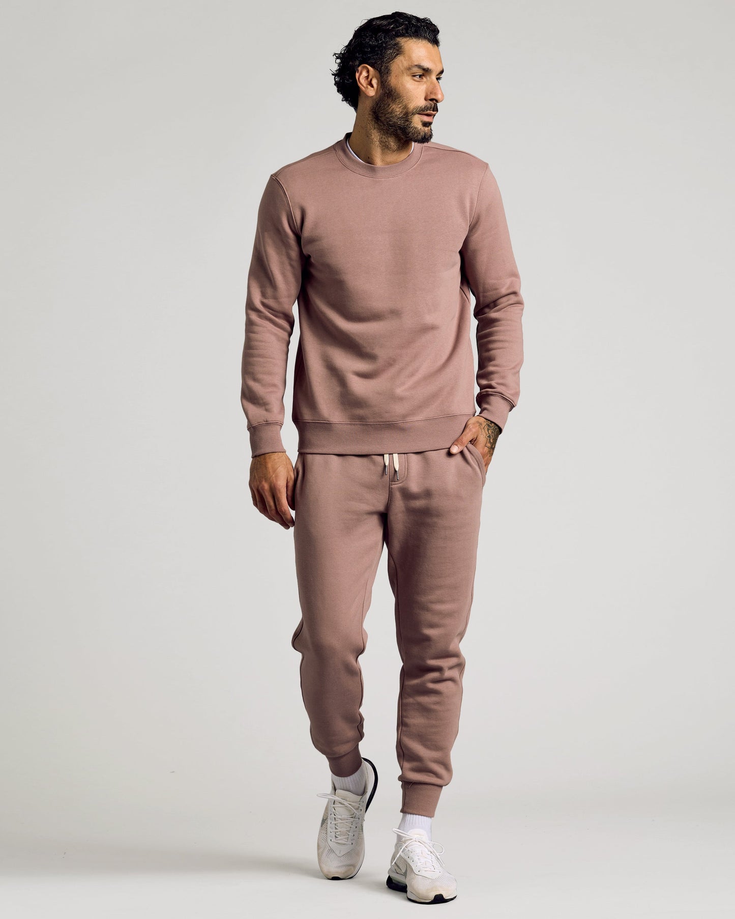 Slate Mauve Fleece French Terry Pullover Crew Neck