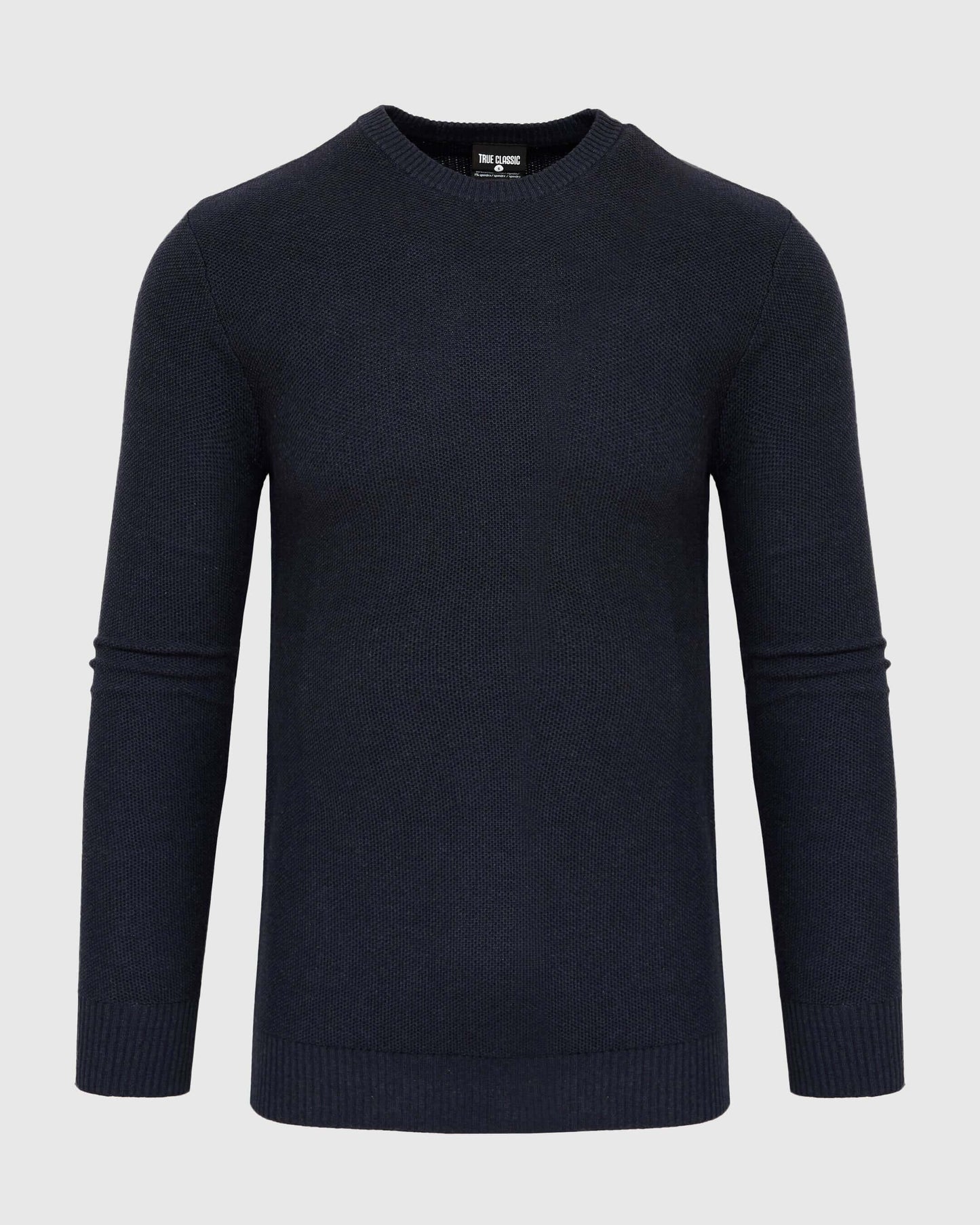 Heather Navy Pique Crew Sweater