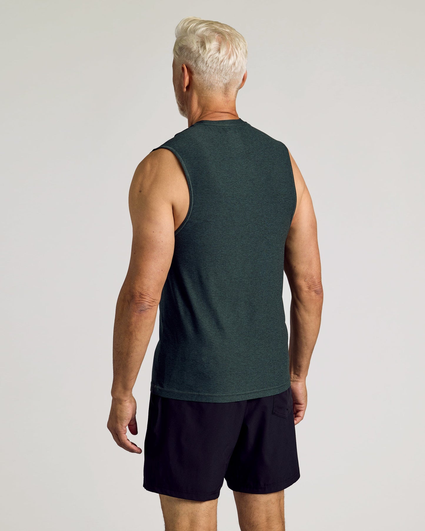 Dark Heather Forest Sleeveless Active Muscle Tee
