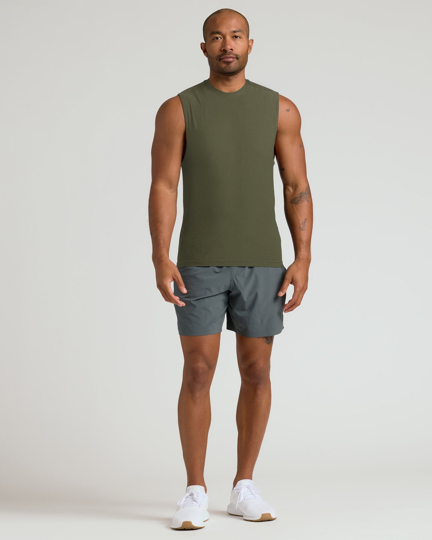 Military Green Sleeveless Active Muscle Tee