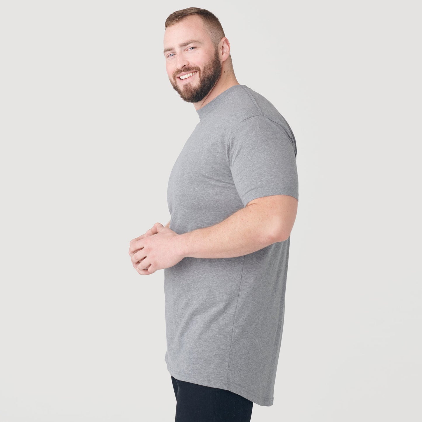 Heather Gray Tall Round Hem Crew Neck T-Shirt