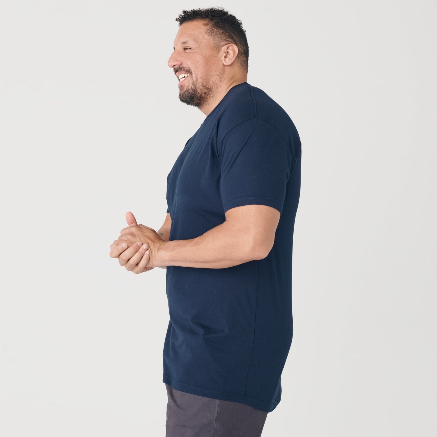 Navy Tall Round Hem Crew Neck T-Shirt