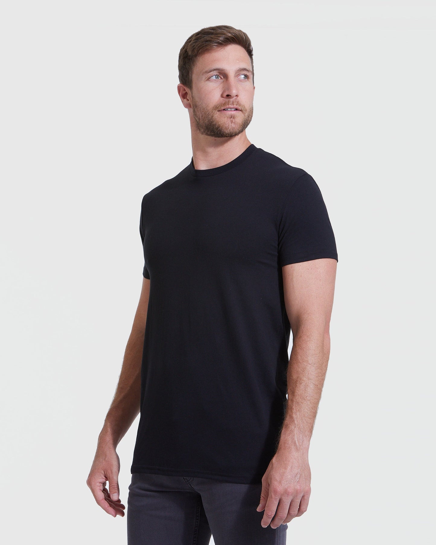All Black Tall Straight Hem Crew Neck T-Shirt 6-Pack