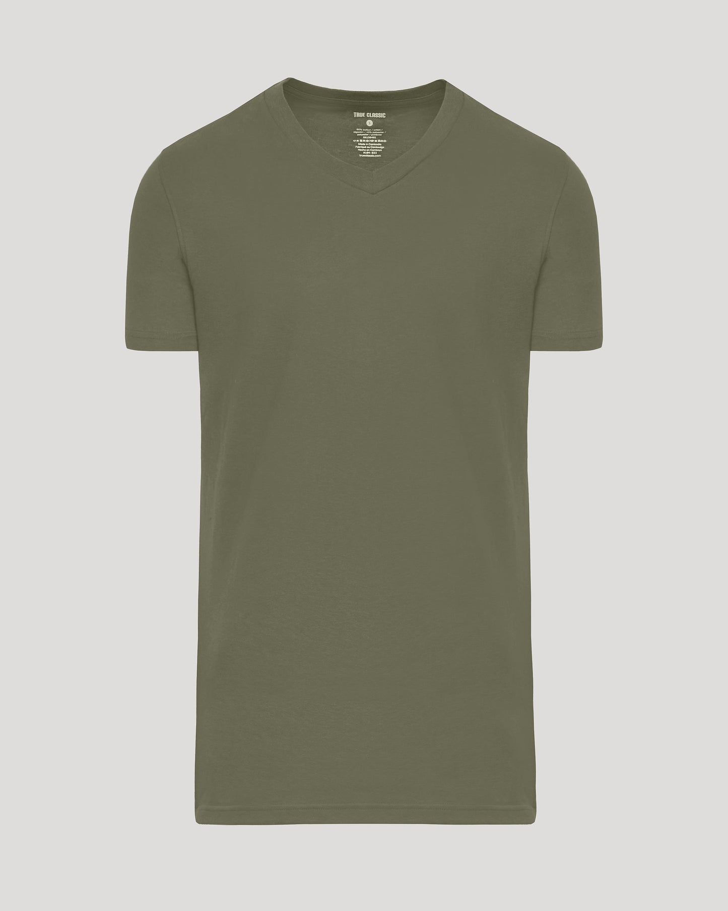 Military Green Tall Short Sleeve Classic V-Neck