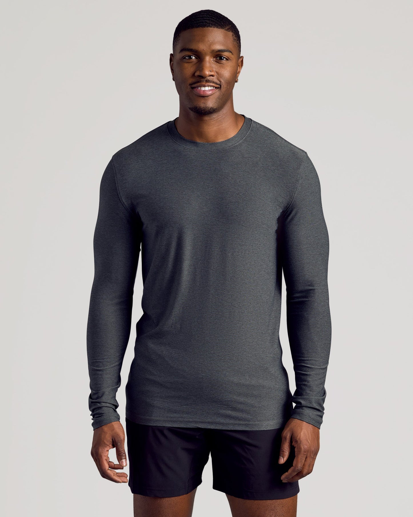 Charcoal Heather Gray Long Sleeve Tall Active Crew