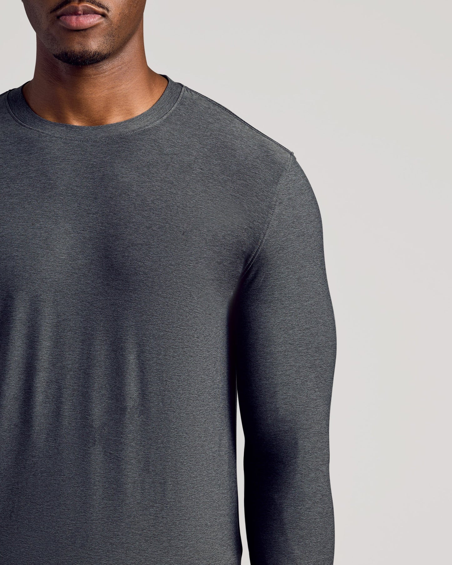 Charcoal Heather Gray Long Sleeve Tall Active Crew