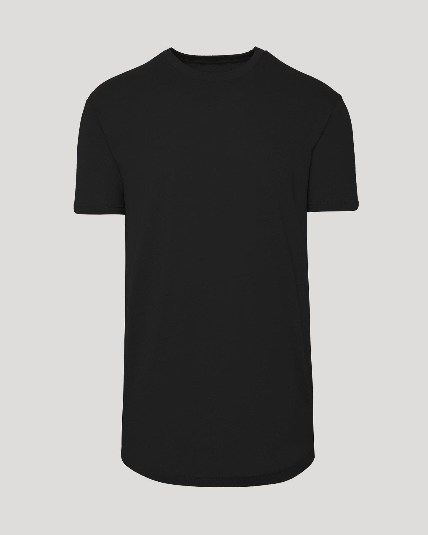 Black Short Sleeve Tall Curved Hem Crew