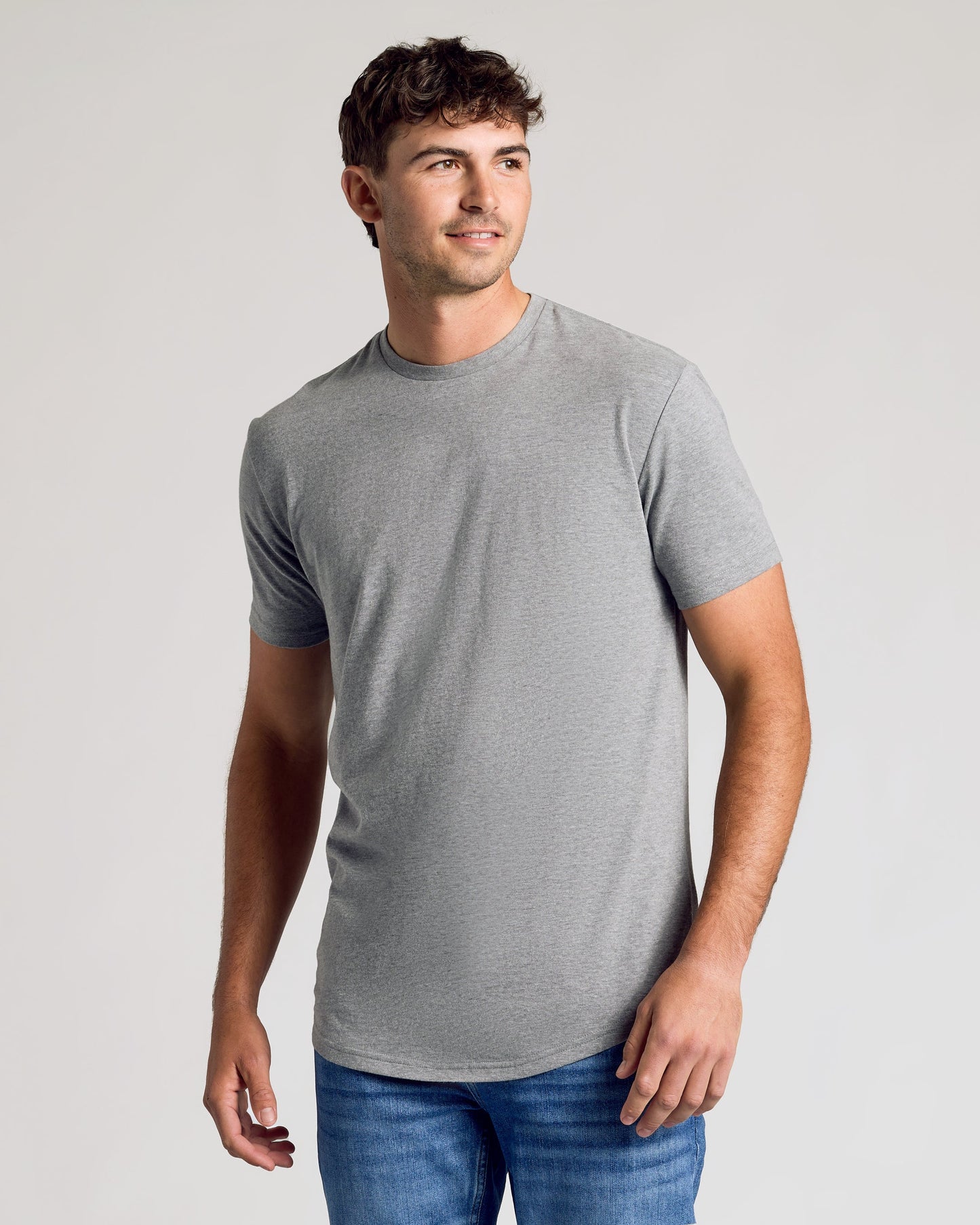 Heather Gray Short Sleeve Tall Curved Hem Crew