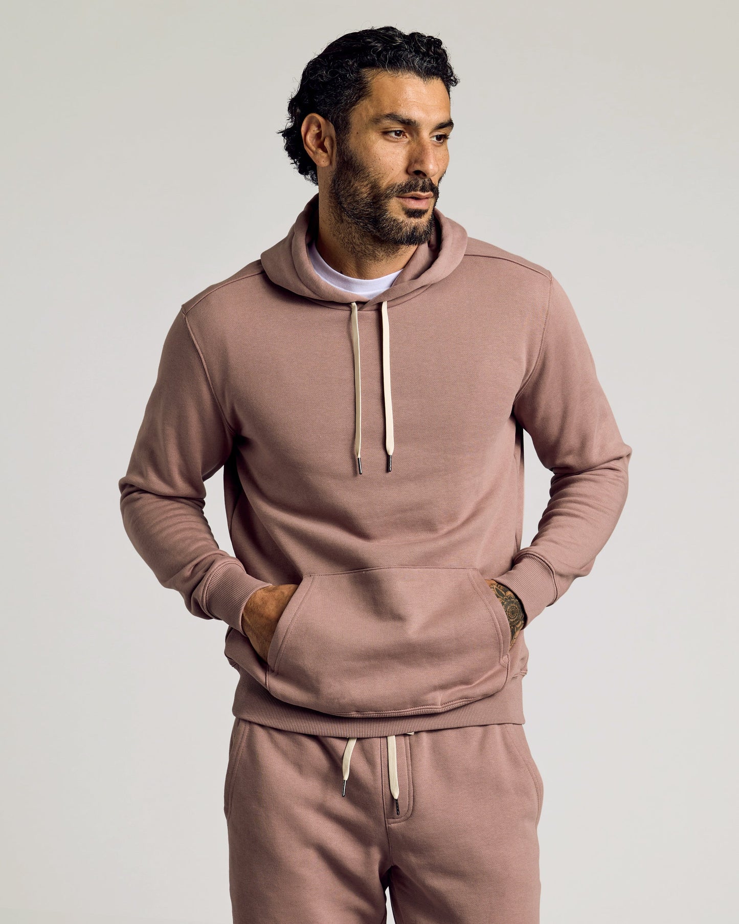 Slate Mauve Fleece French Terry Pullover Hoodie