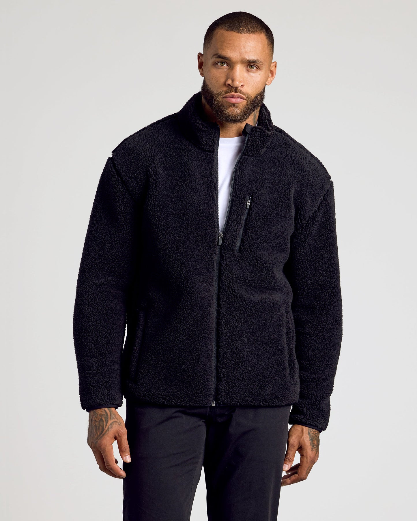 Black Sherpa Full Zip Jacket