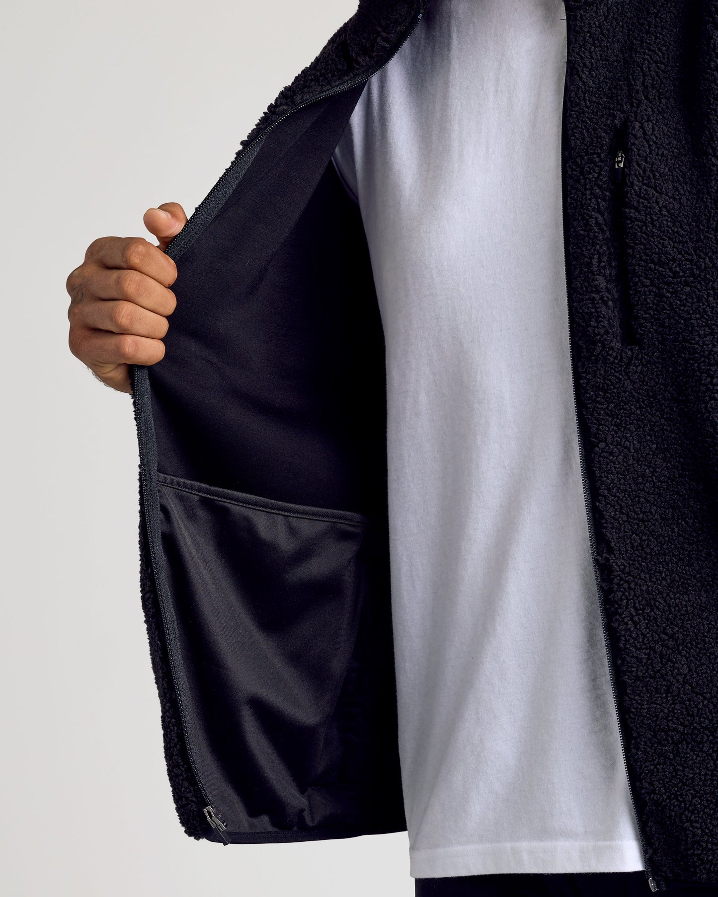 Black Sherpa Full Zip Jacket