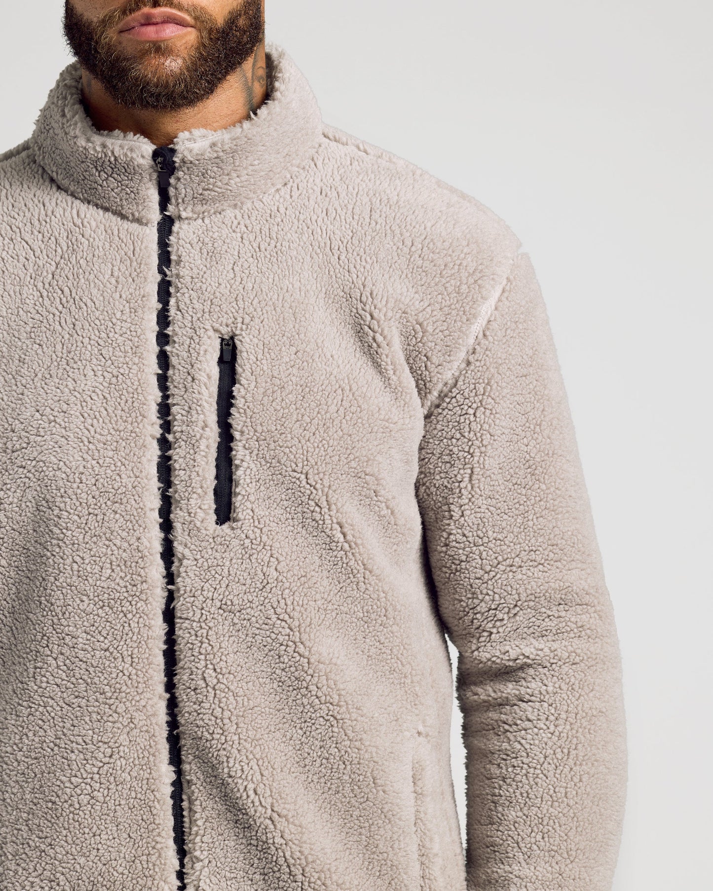 Taupe Sherpa Full Zip Jacket