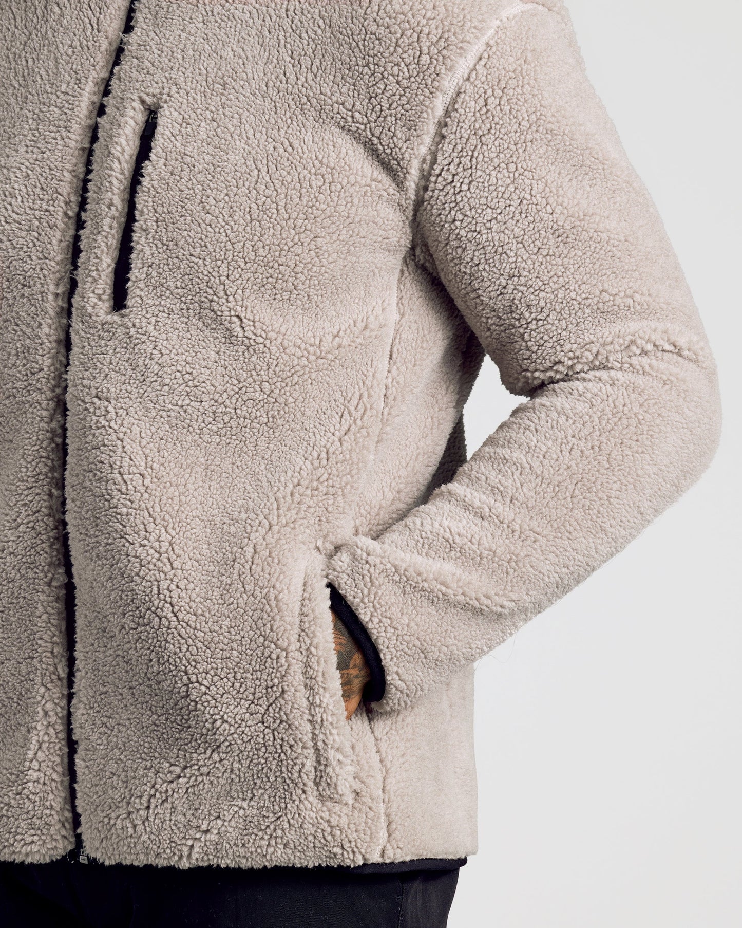 Taupe Sherpa Full Zip Jacket