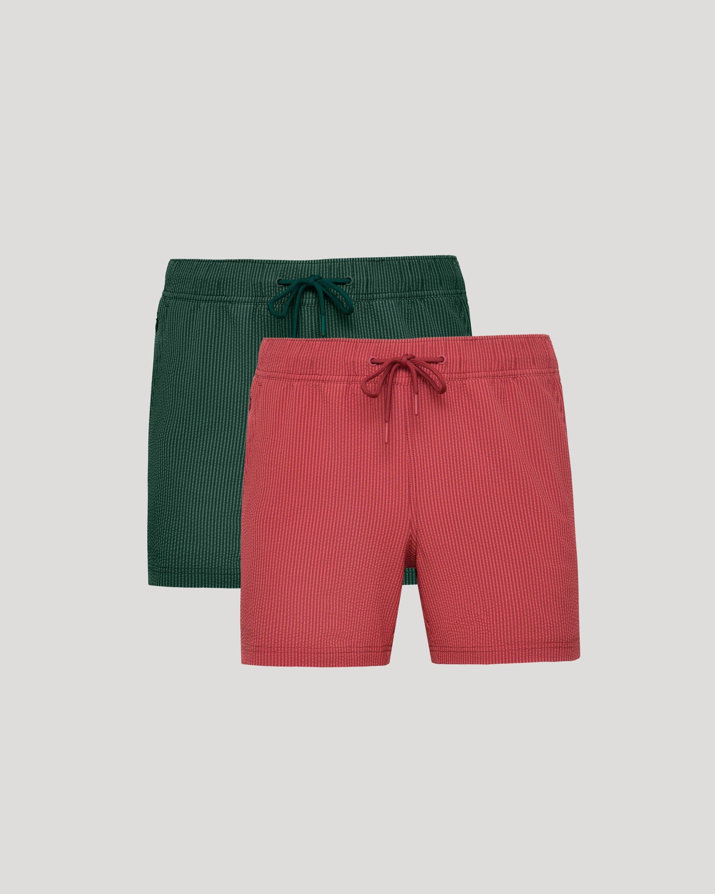 5" Cardinal & Marine Spruce Seersucker Swim Trunks 2-Pack