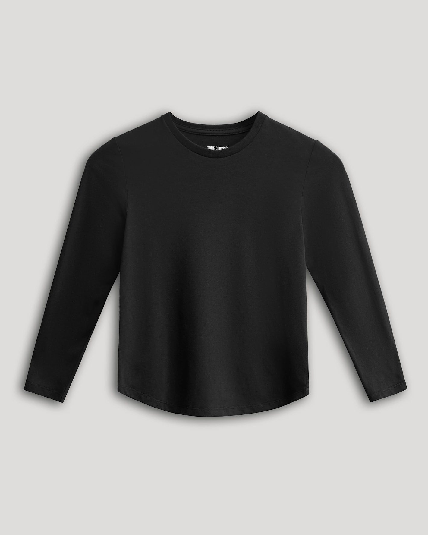 Boys' Black Classic Long Sleeve Curved Hem Crew