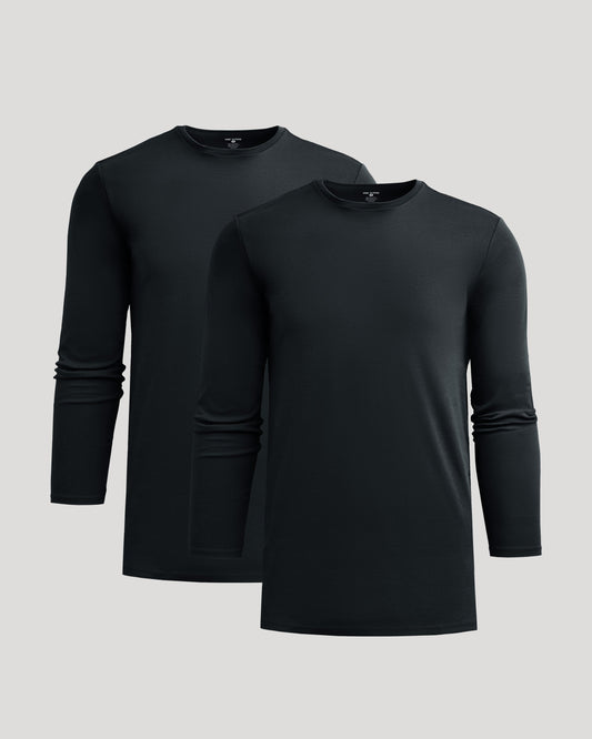 All Black Premium Pima Long Sleeve Crew 2-Pack