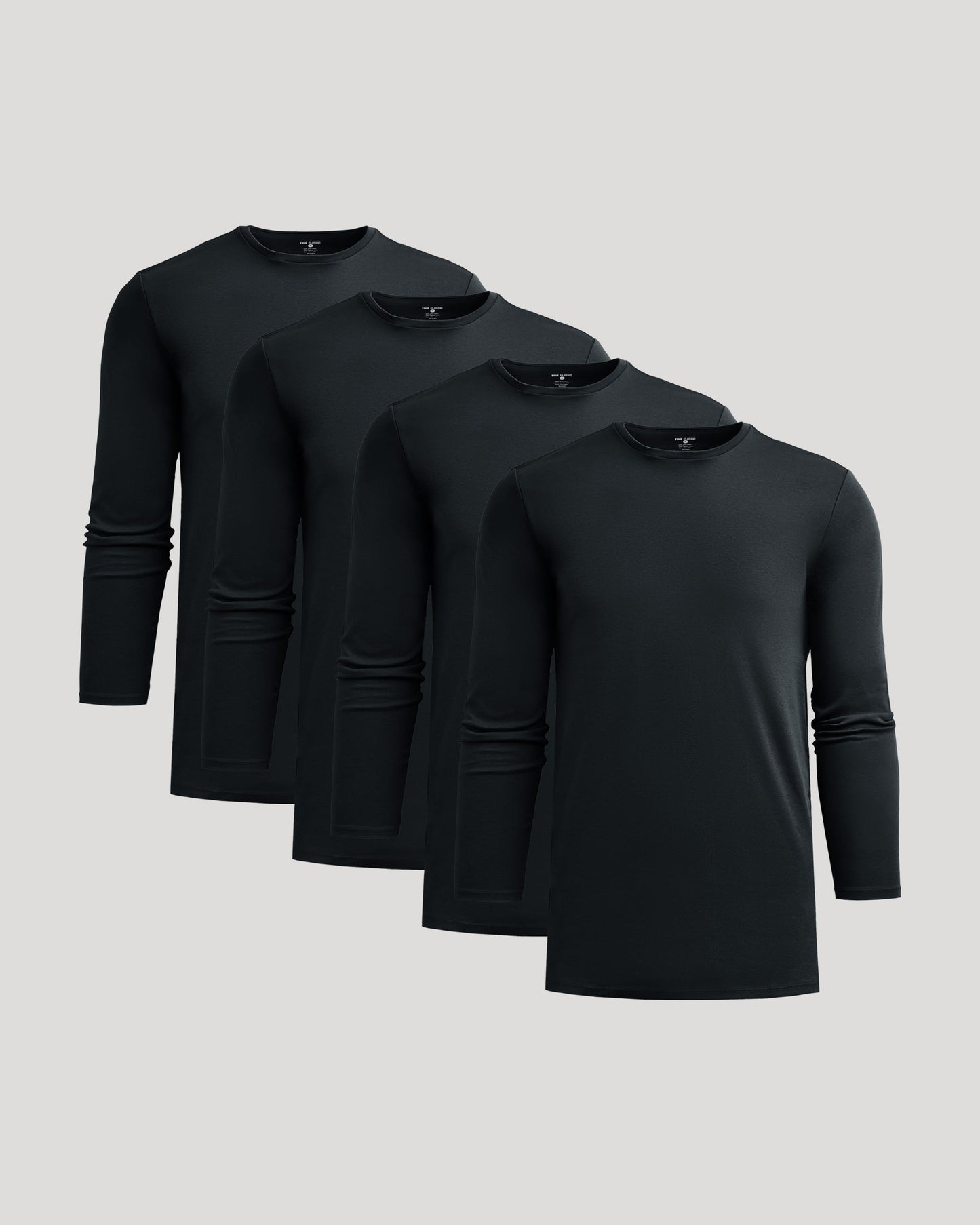 All Black Premium Pima Long Sleeve Crew 4-Pack