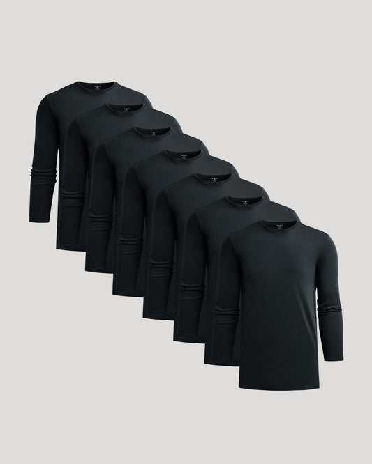 All Black Tall Premium Pima Long Sleeve Crew 7-Pack