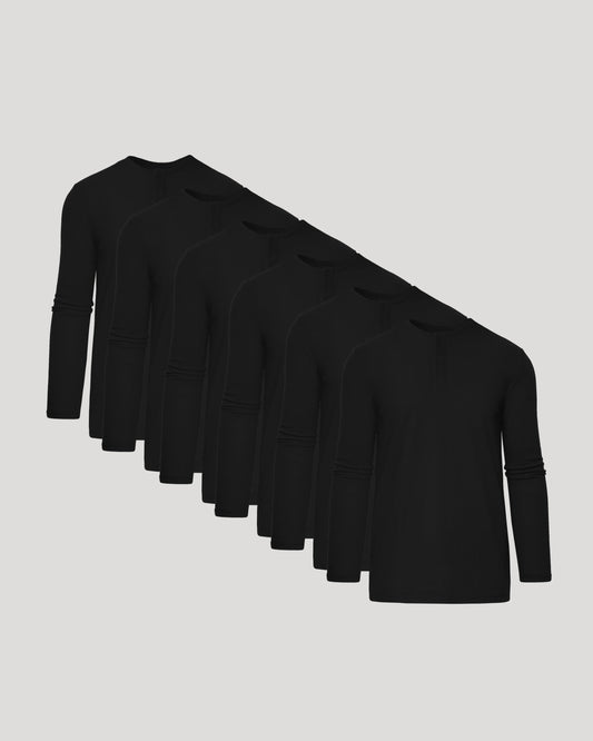 All Black Tall Classic Long Sleeve Henley 6-Pack