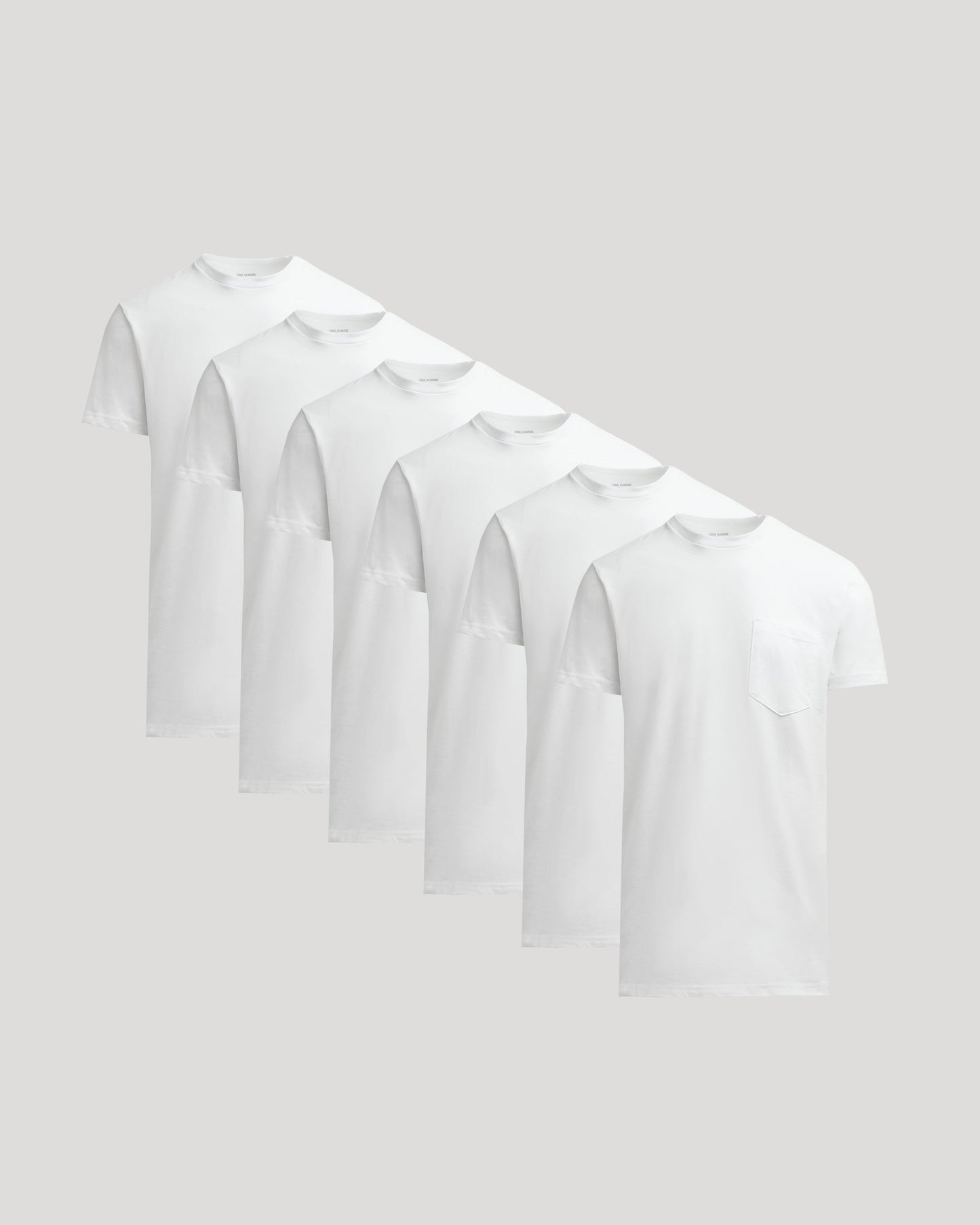 All White Tall Heavyweight Pocket Crew Neck 6-Pack