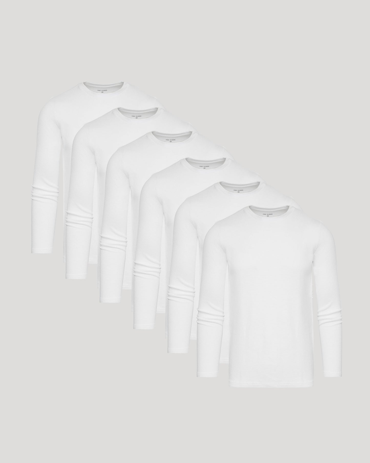 White Waffle Long Sleeve Crew Neck 6-Pack