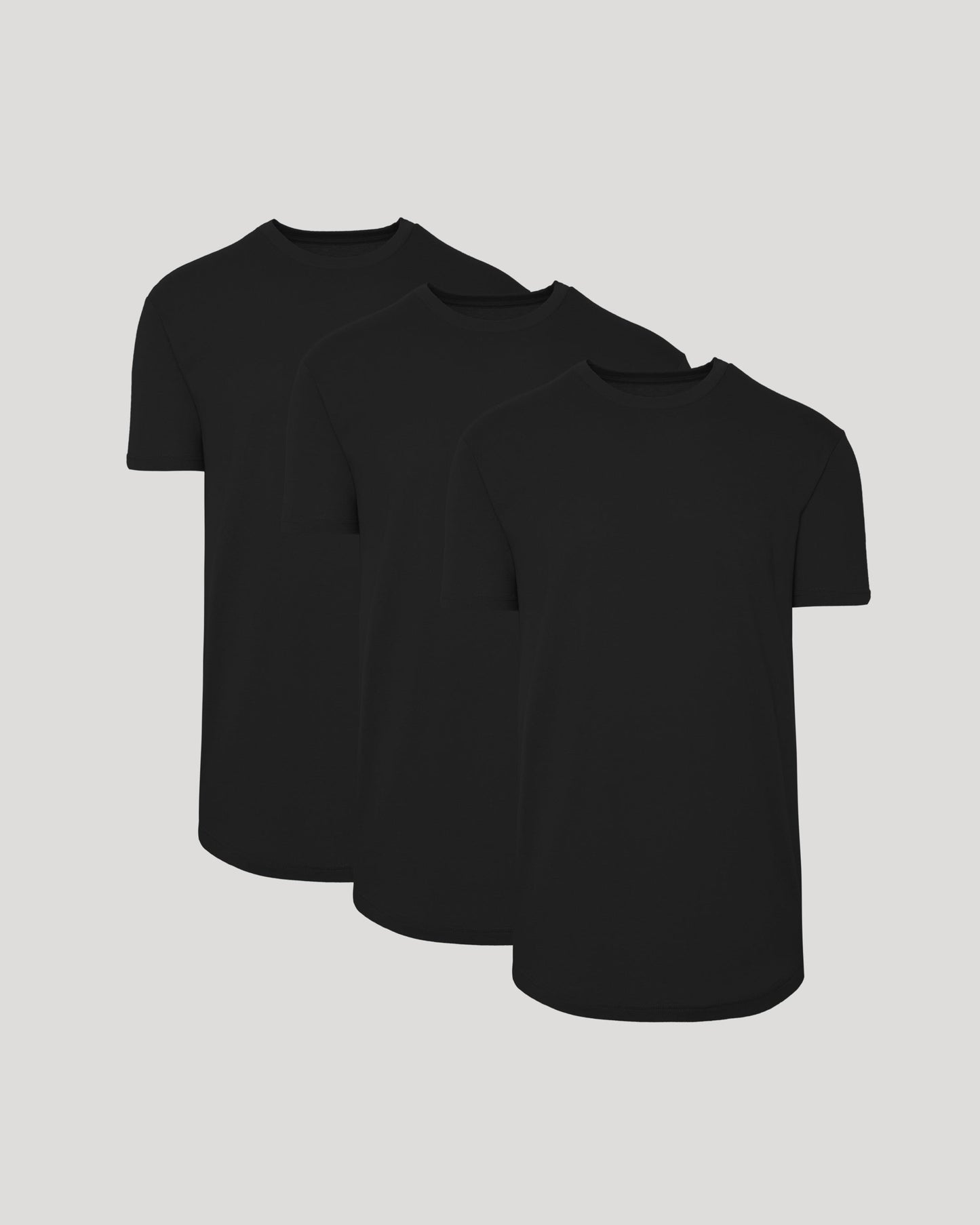 All Black Short Sleeve Tall Curved Hem Crew 3-Pack