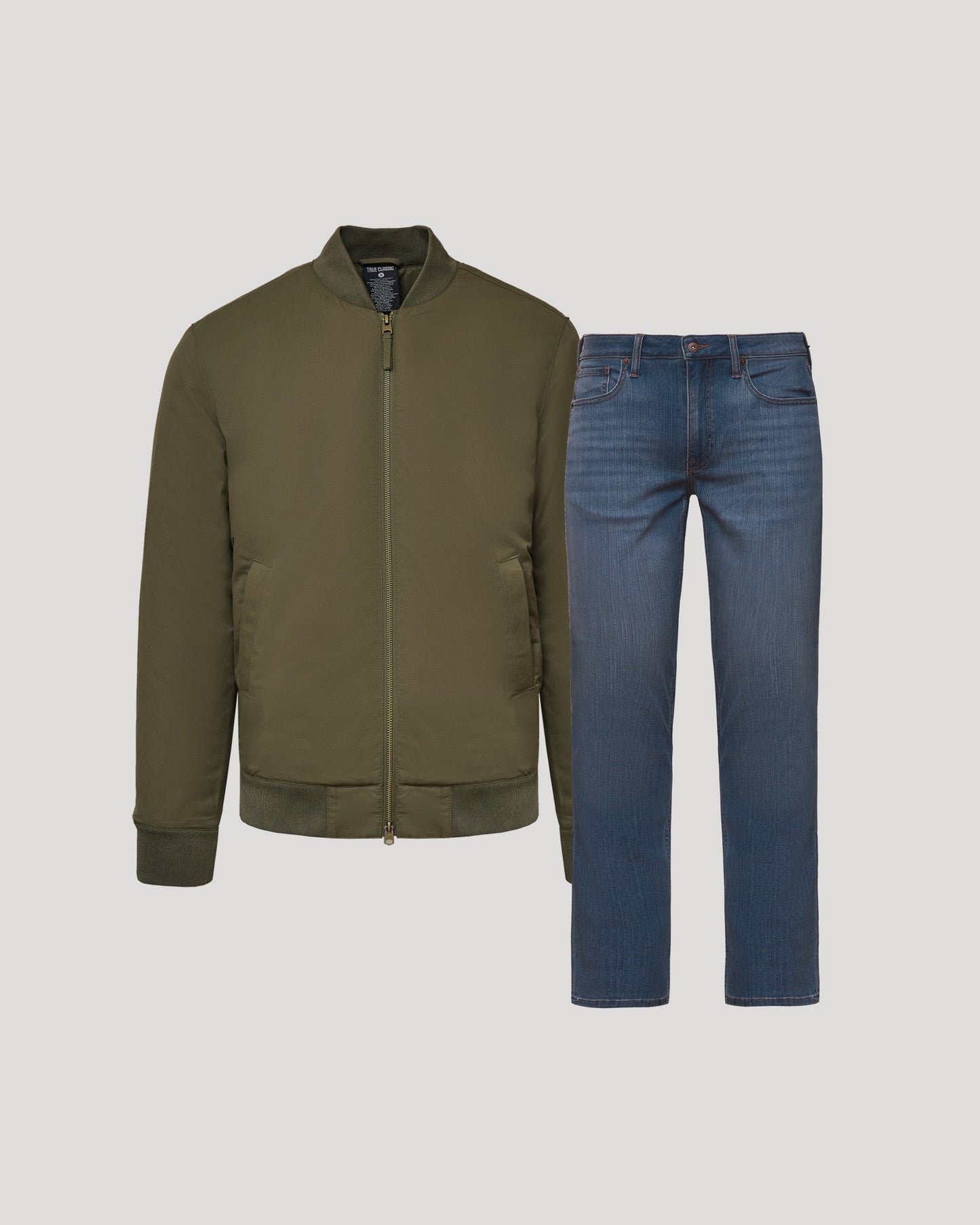 Army Green Bomber Jacket & Comfort Stretch Jeans 2-Pack