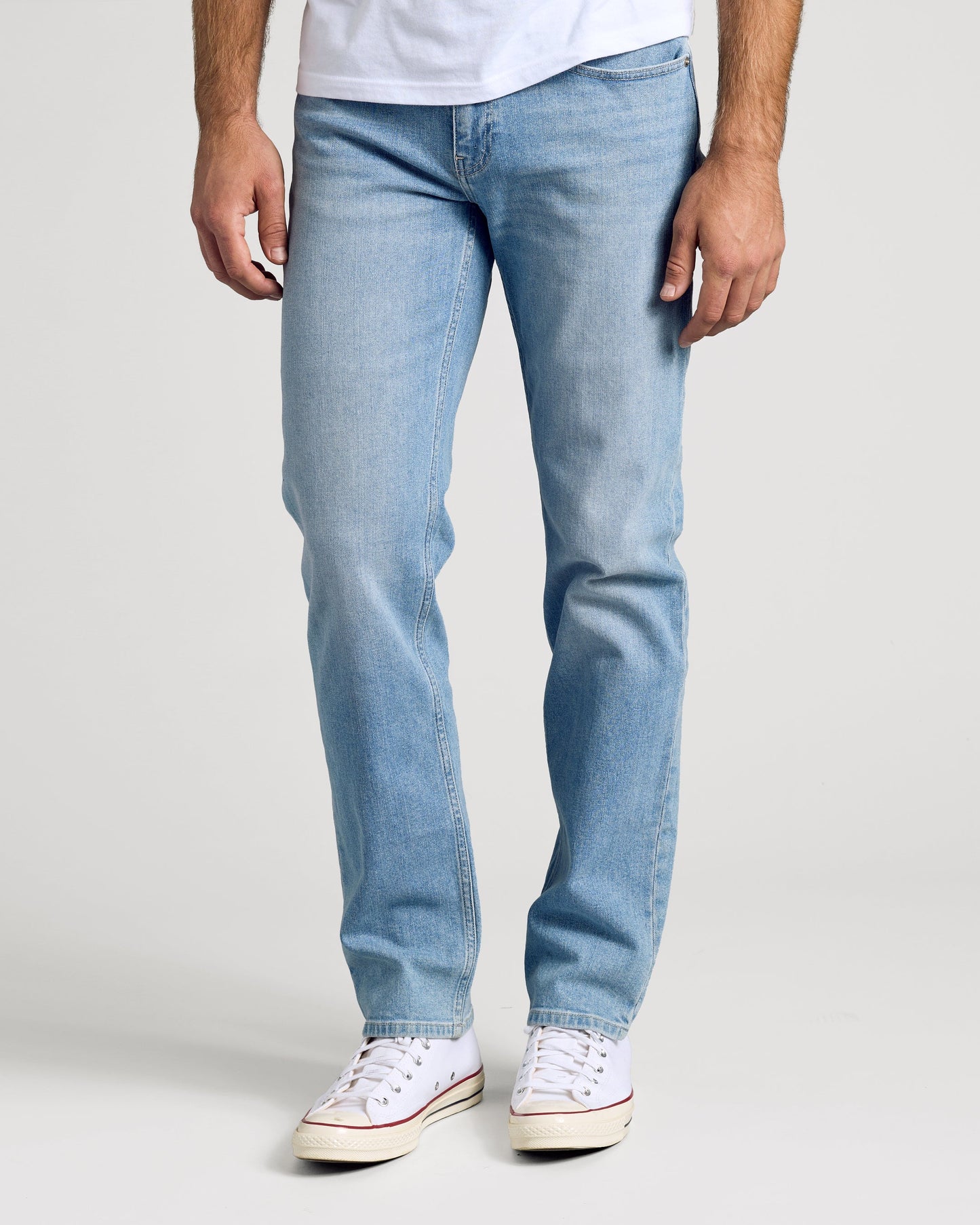 Light Indigo Wash Straight Authentic Denim Jeans