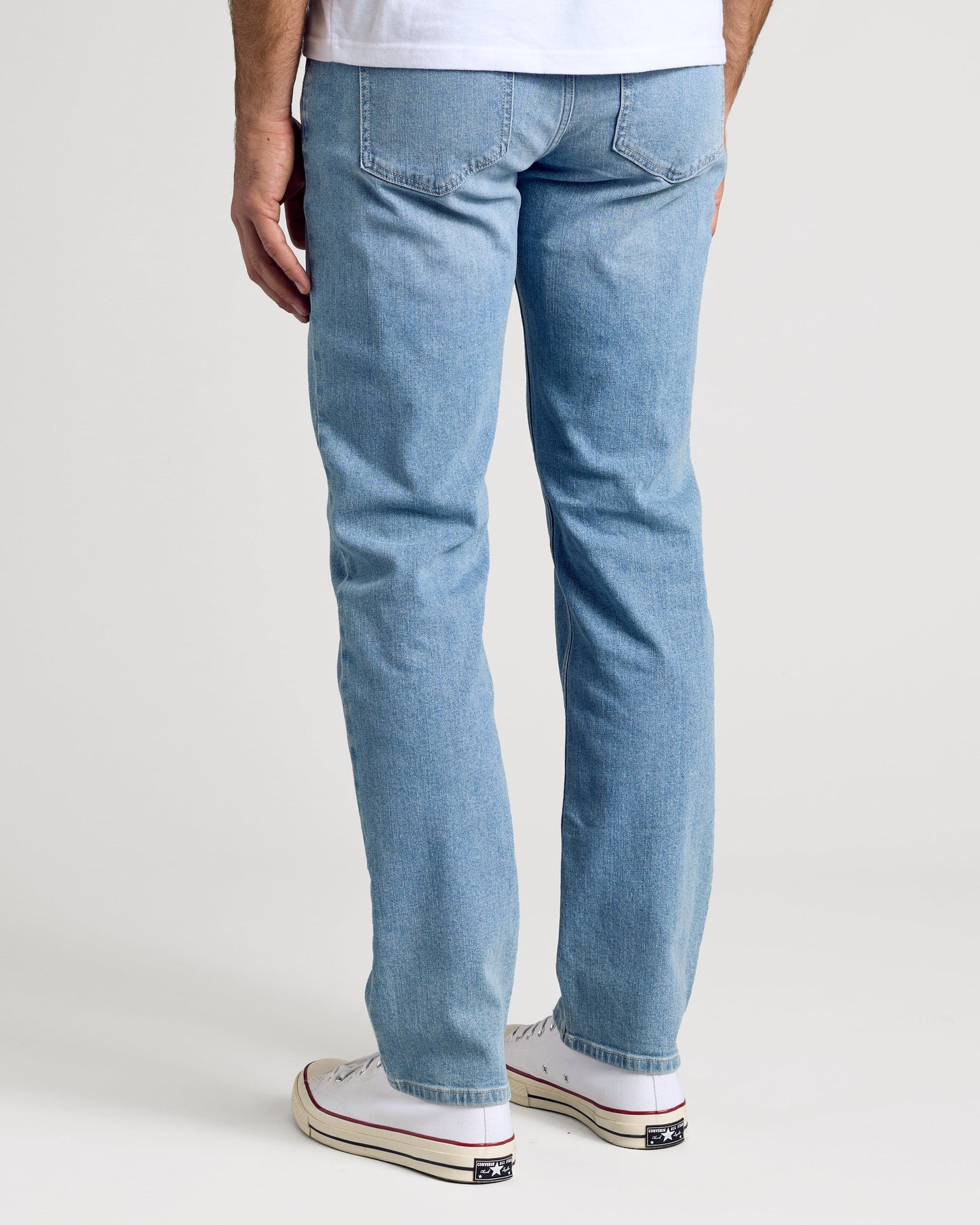 Light Indigo Wash Straight Authentic Denim Jeans