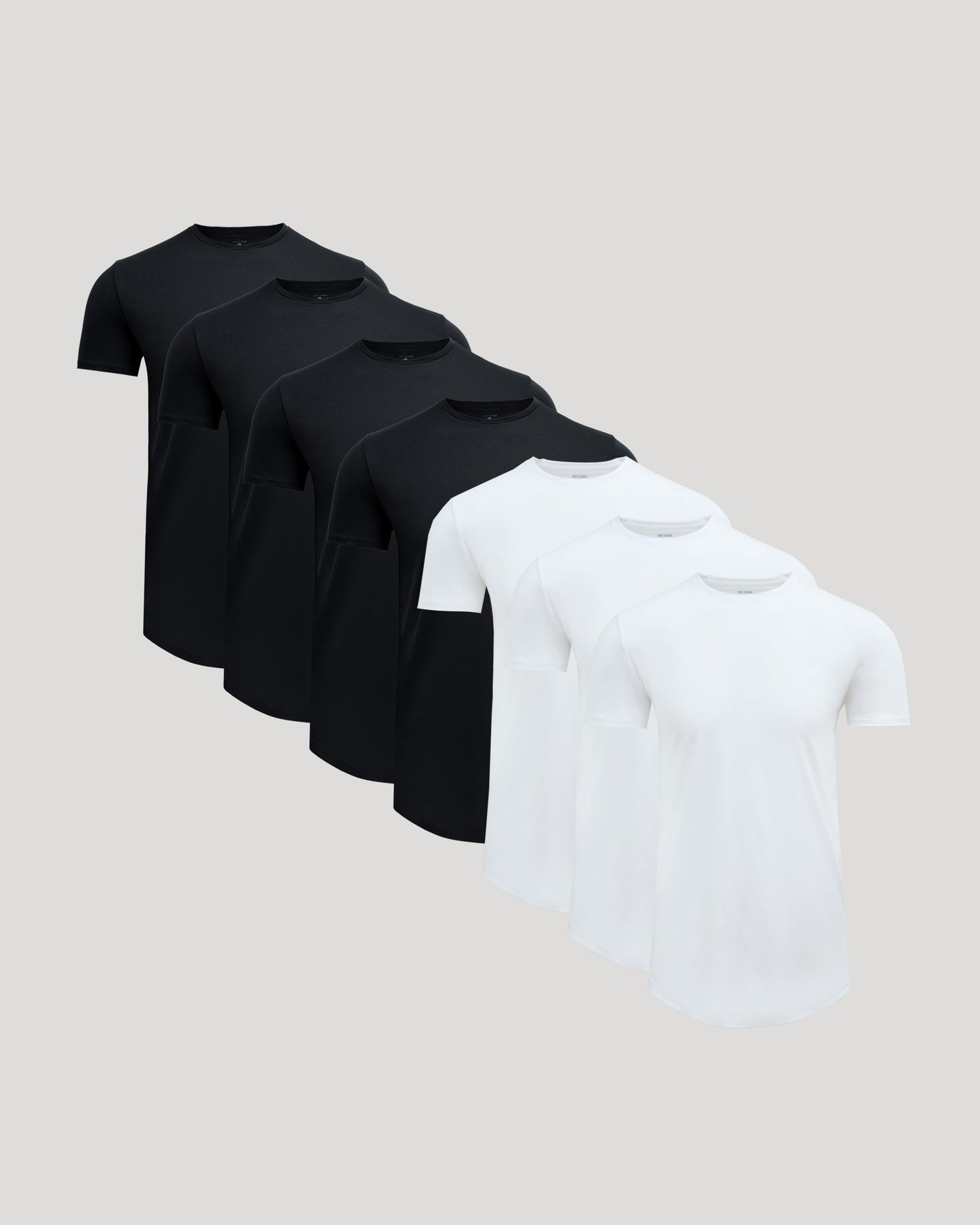 Black & White Tall Premium Pima Crew Curved Hem 7-Pack