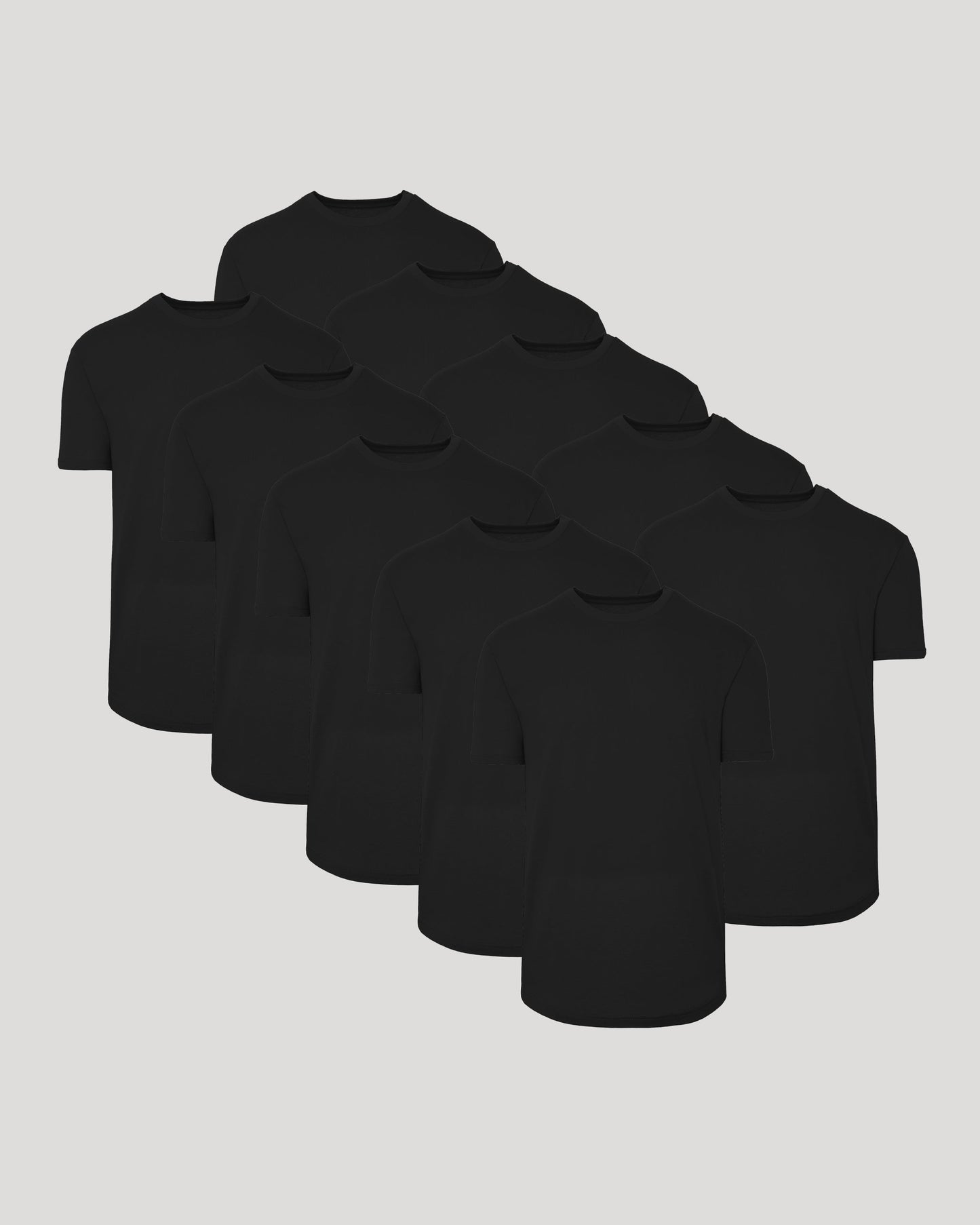 All Black Curved Hem Classic Crew Neck 10-Pack