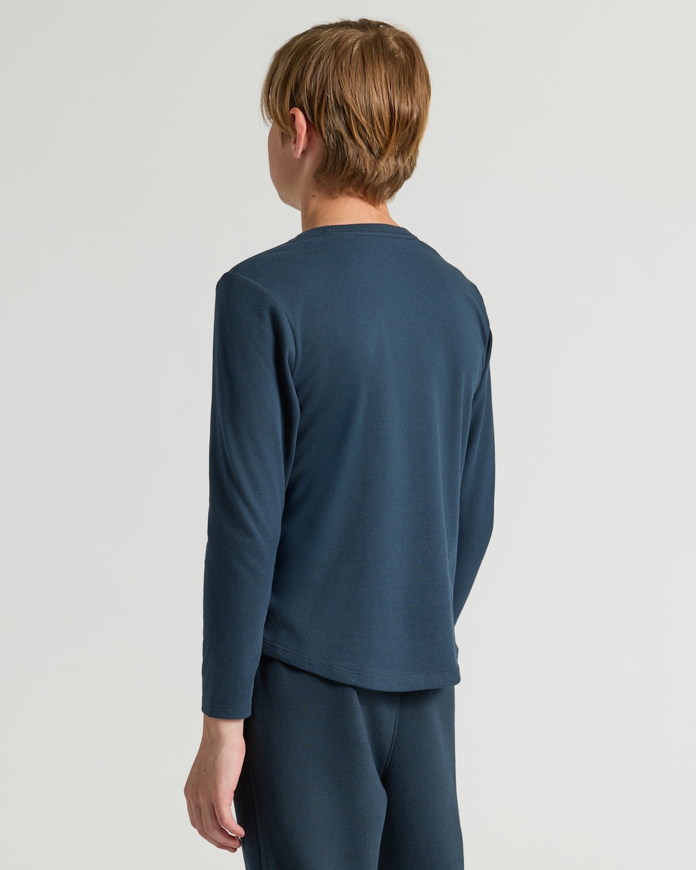 Boys' Navy Classic Long Sleeve Curved Hem Crew