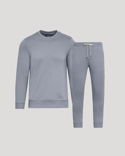 Dusty Blue Pullover Fleece Crew & Jogger 2-Pack