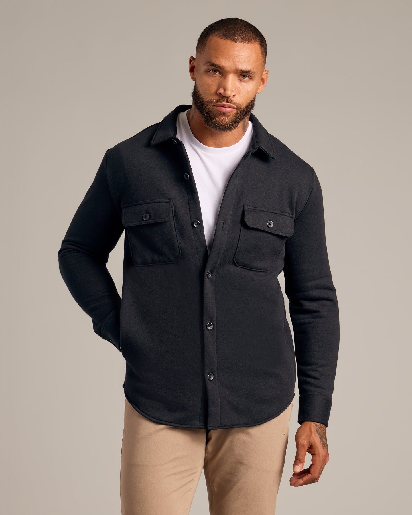 Black Fleece Shirt Jacket